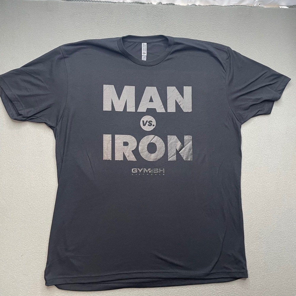 Gymish Lifestyle Men T-Shirt Cotton Blend 2XL Man vs Iron Gym Fitness Graphic